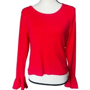 Maeve by Anthropologie Flouncy red top with bell sleeves size large